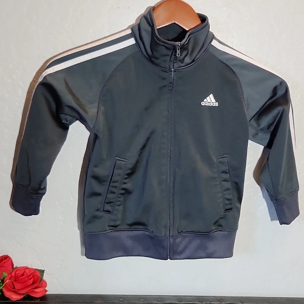 ADIDAS Zip Up Track Jacket Embroidered 3 Stripe 4T